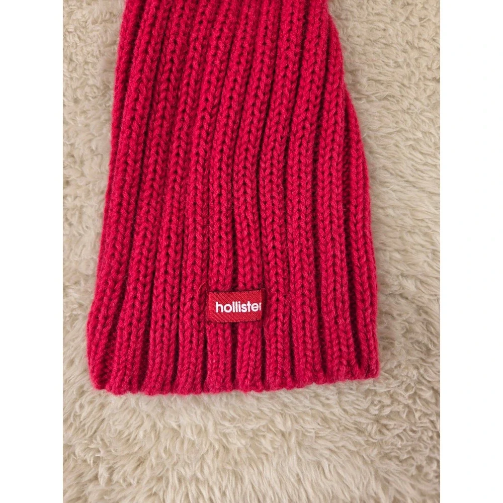 VTG‎ Hollister Co Red Ribbed Lace Up V-Neck Sweater Oversized Collar Womens Med
